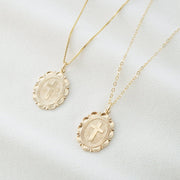 Cross Coin Medallion Necklace (Monet) in 14K Gold Fill