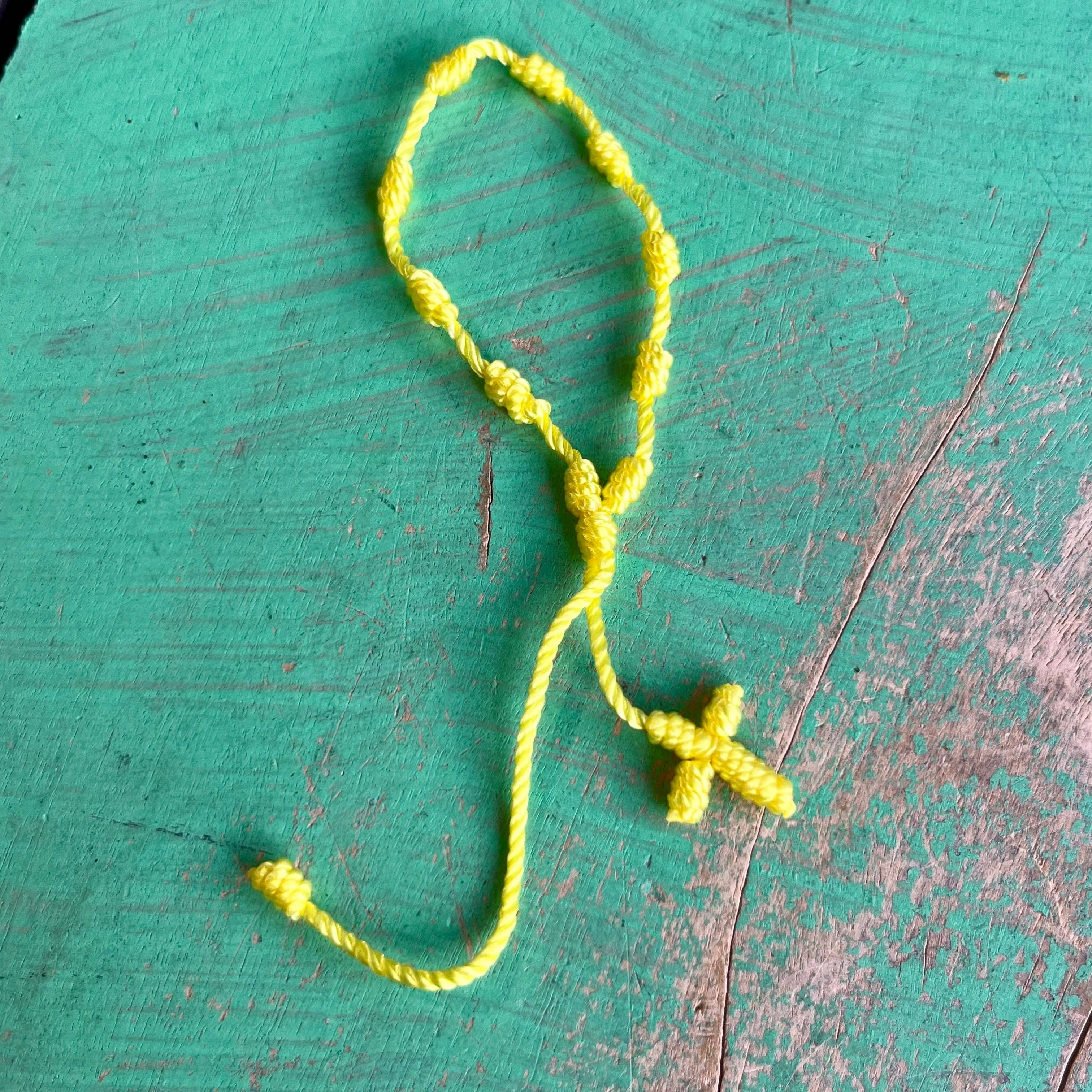 Knotted Cord Rosary Decade Adjustable Bracelet