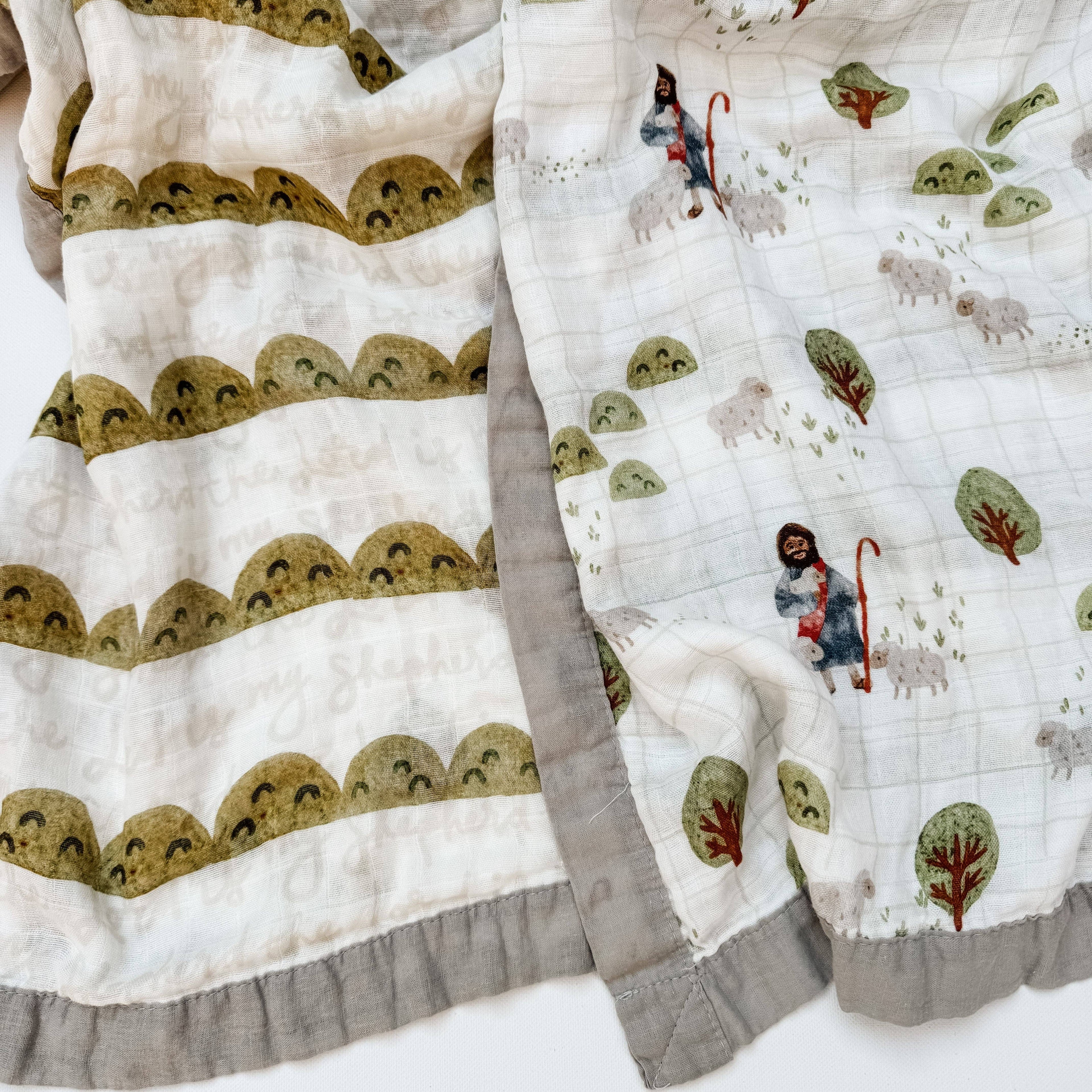 Catholic Luxury Double Sided Muslin Blanket - The Lord is my Shepherd