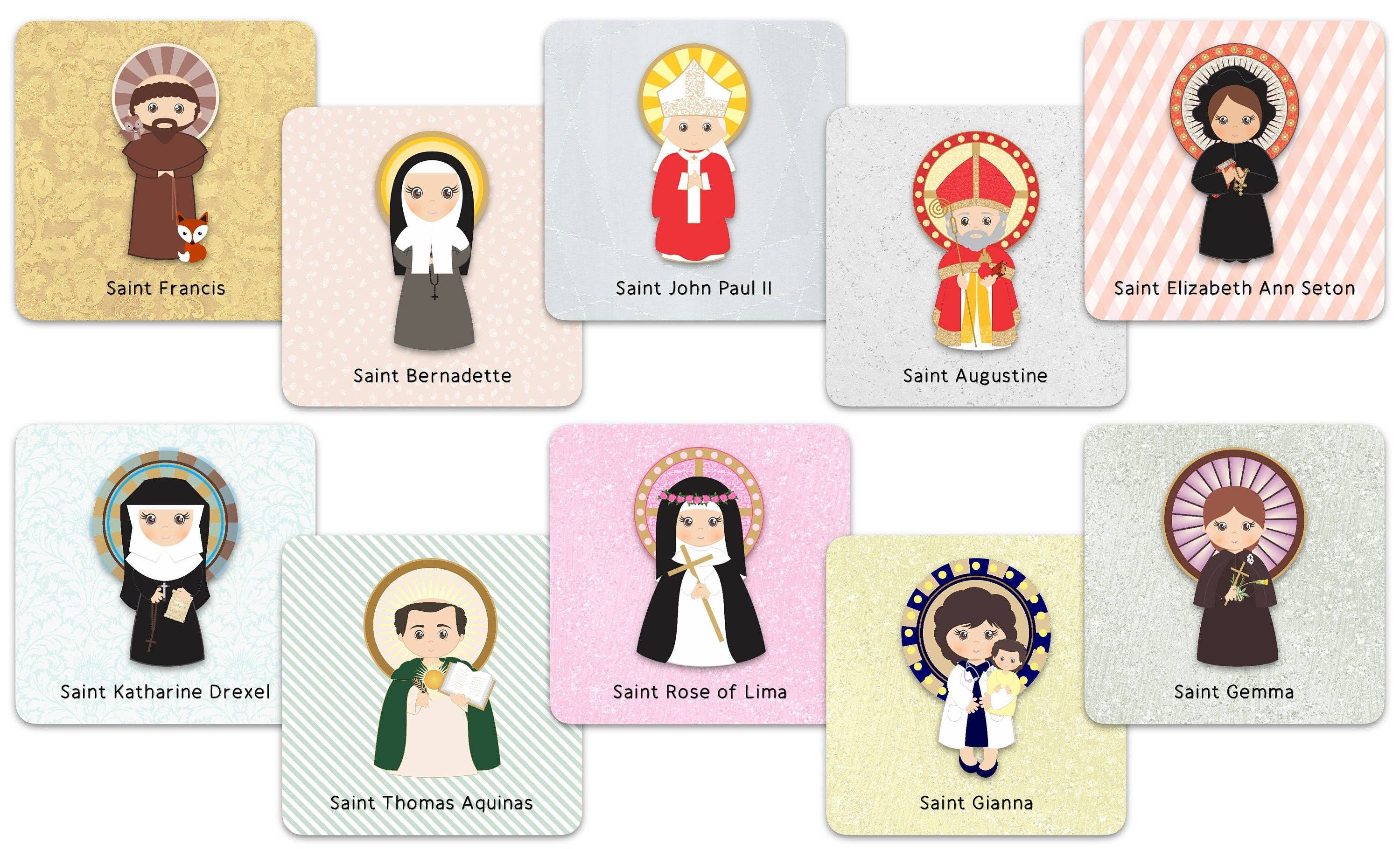 Saint Memory Game Card Set. Set of 20 Saint Memory Cards. First Communion Gift. Baptism Gift. Catholic Gift. Saint matching game. Saint Card