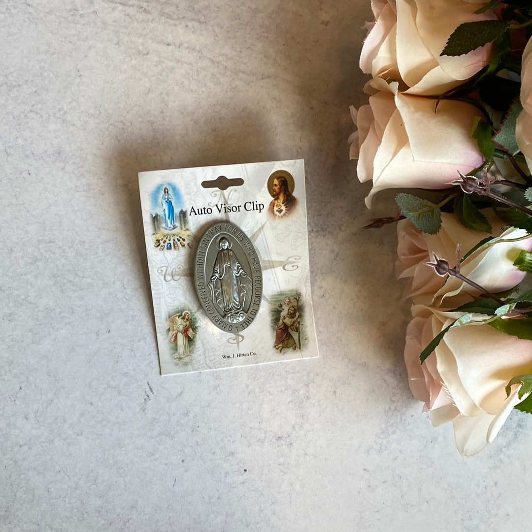 Miraculous Medal Auto Visor Clip