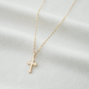 Tiny Cross Necklace in 14K Gold Fill (Jada)