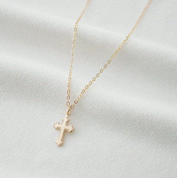 Tiny Cross Necklace in 14K Gold Fill (Jada)