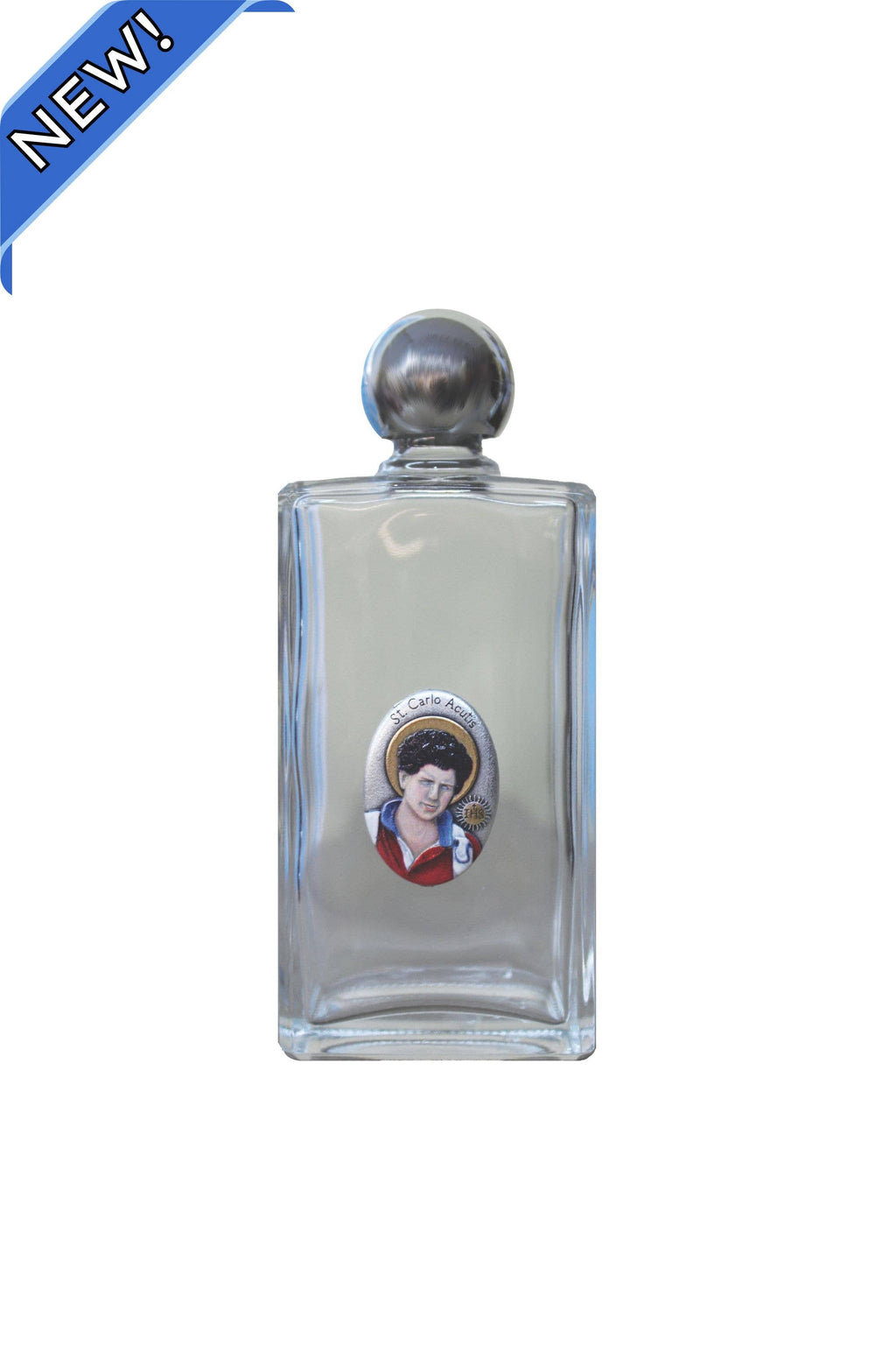 Carlo Acutis Glass Holy Water Bottle 2x5"