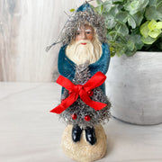 5.75" Blue Velvet Belsnickel St. Nick Ornament