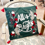 Holiday Fabric Pillow 18x18, 3 Asst