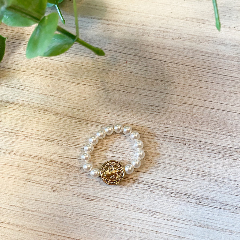 Beaded Religious Medal Rings