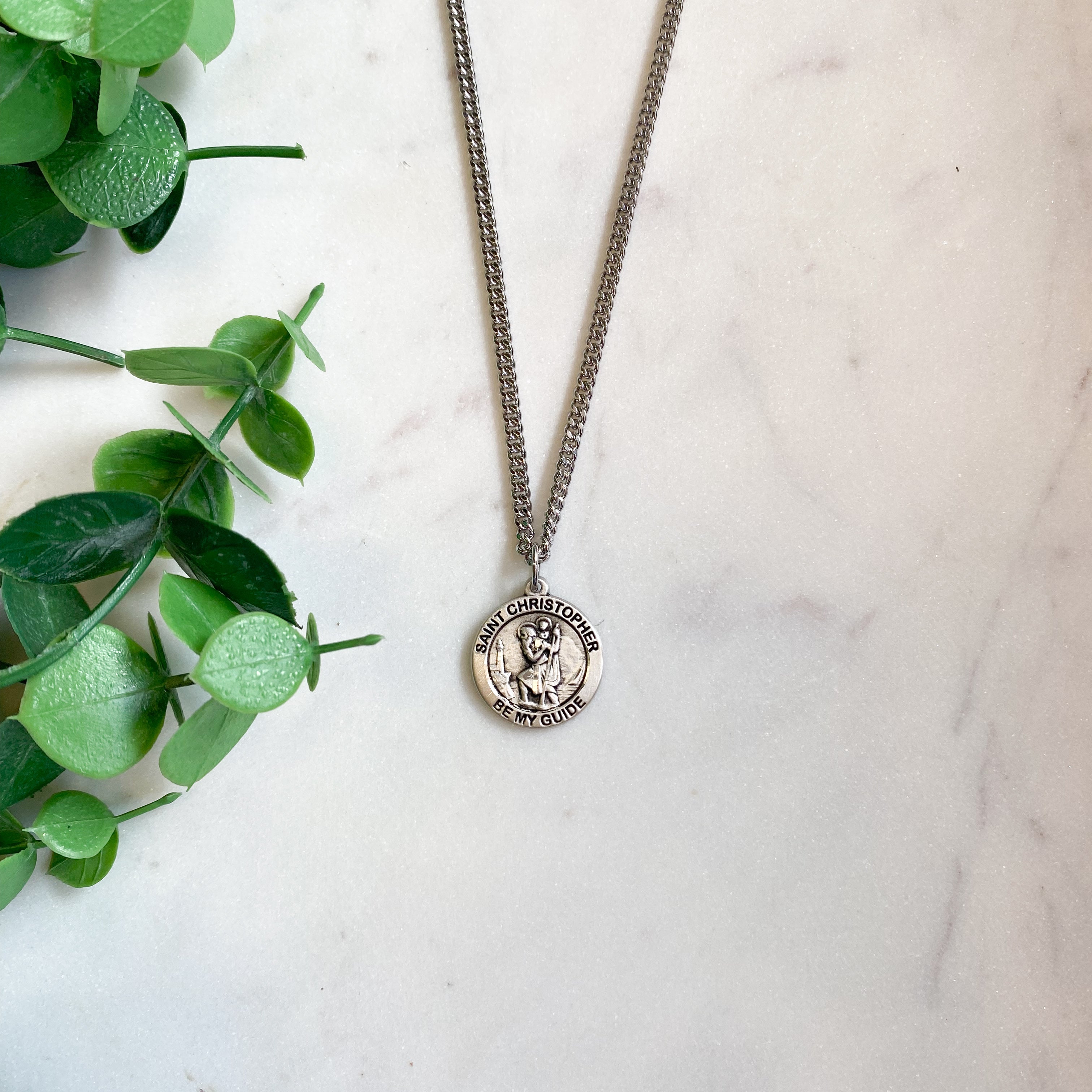 Sterling Silver St. Christopher Catholic Necklace
