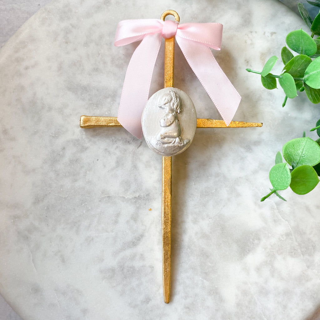 Boy or Girl Gold Leaf Cross by JJ Designs