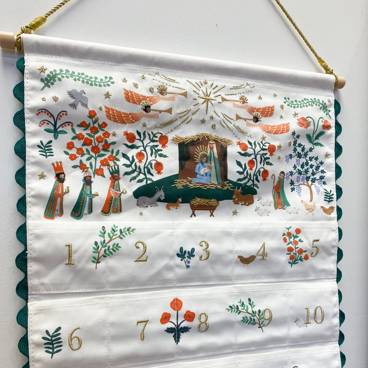 Nativity Embroidered Hanging Advent Calendar
