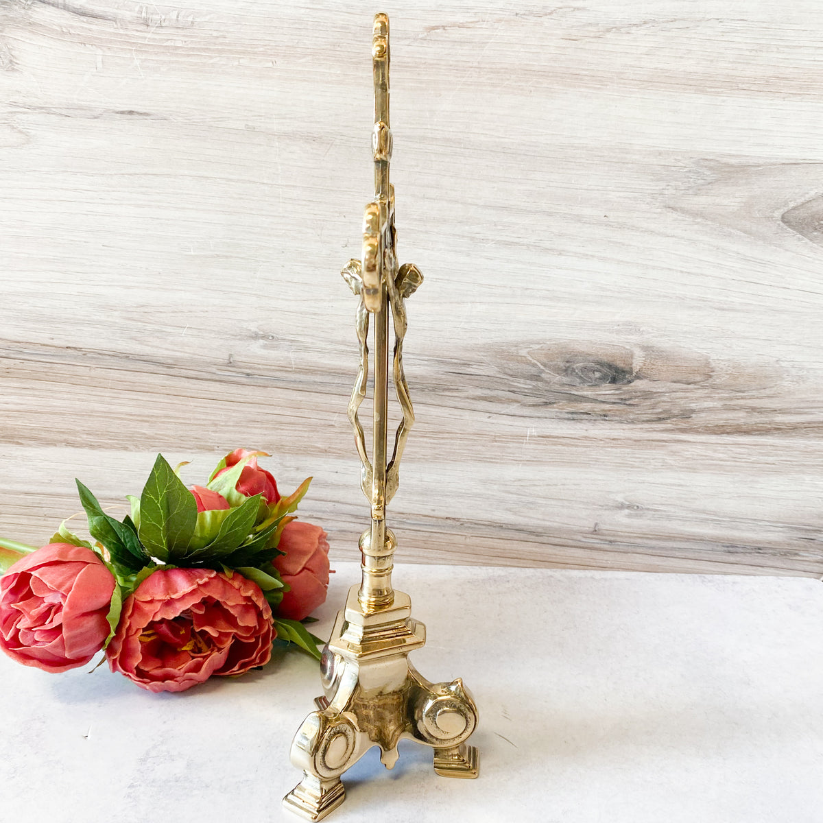 Crucifix Standing, double sided, shiny brass 13"