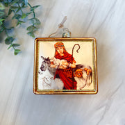 Glass Square Shepherd Ornament