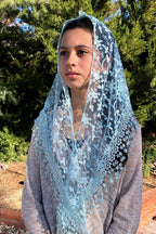 Cherry Blossom Church Veil - BLUE 48″ x 13″    (MOQ 2)