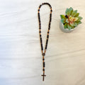 Marbleized Brown Bead Rosary with St. Benedict Crucifix