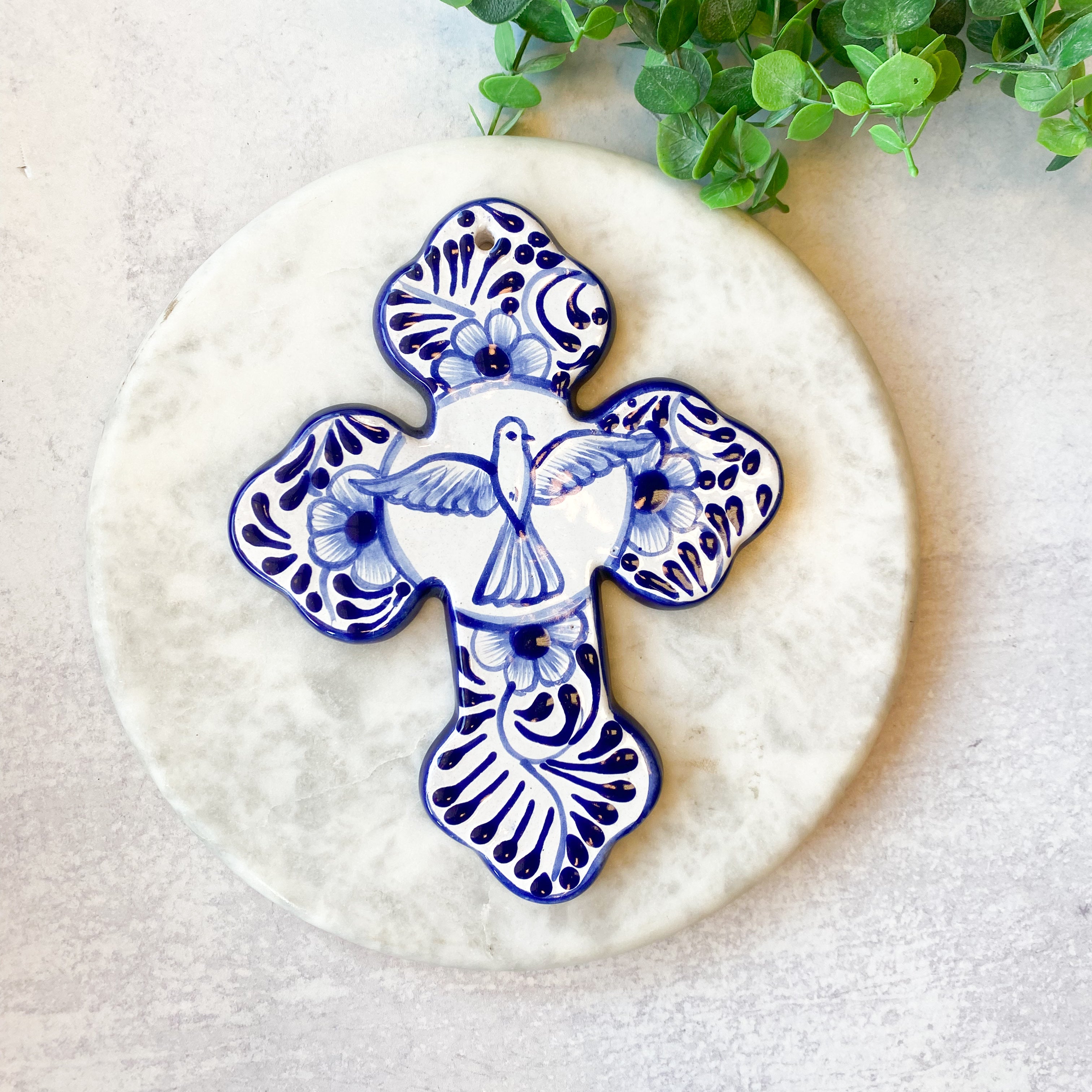 Blue and White Dove Cross