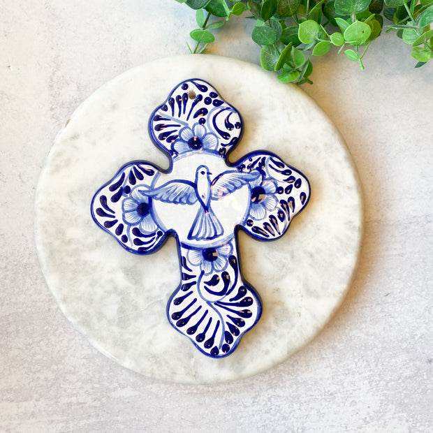 Blue and White Dove Cross