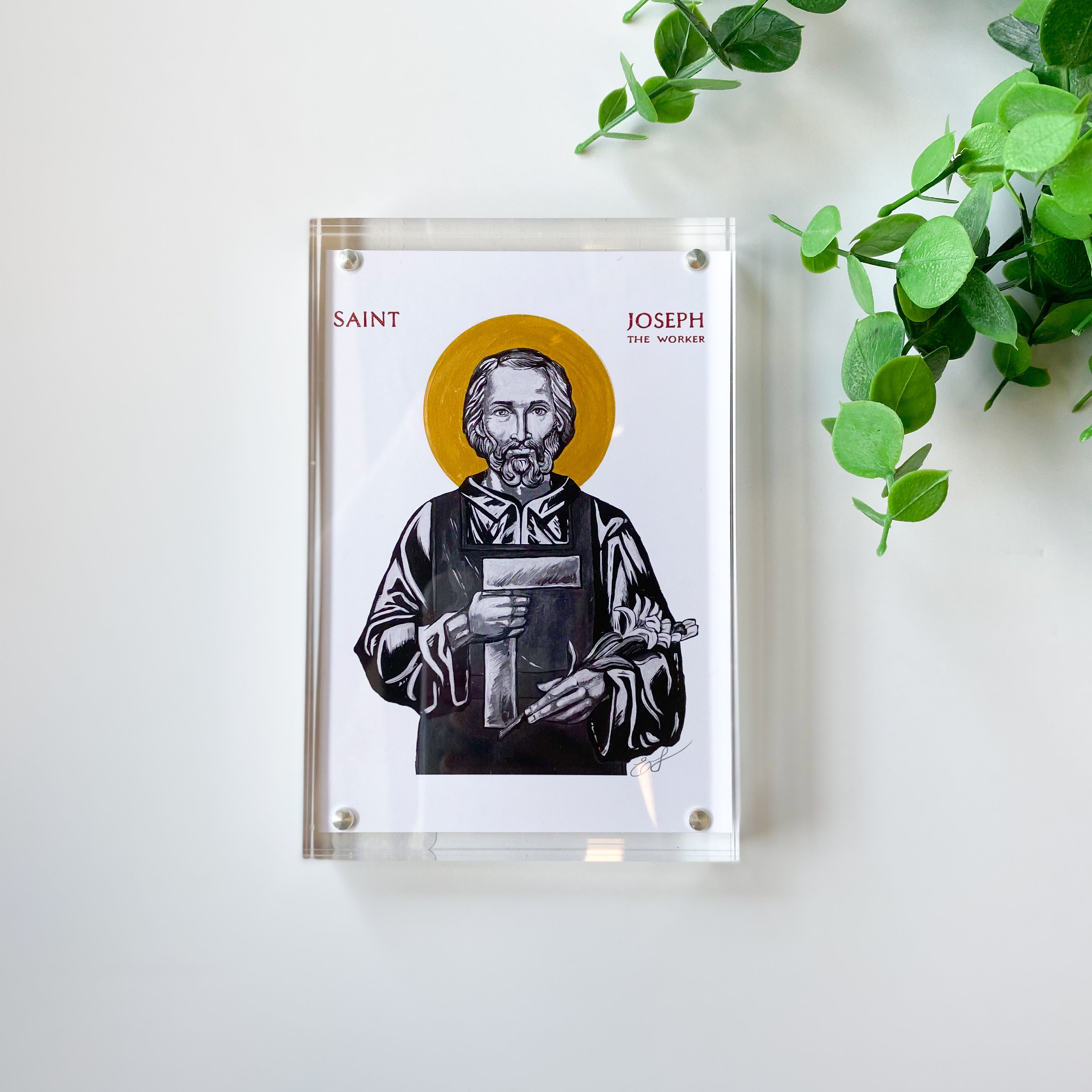 Embellished St. Joseph the Worker Acrylic Framed Print