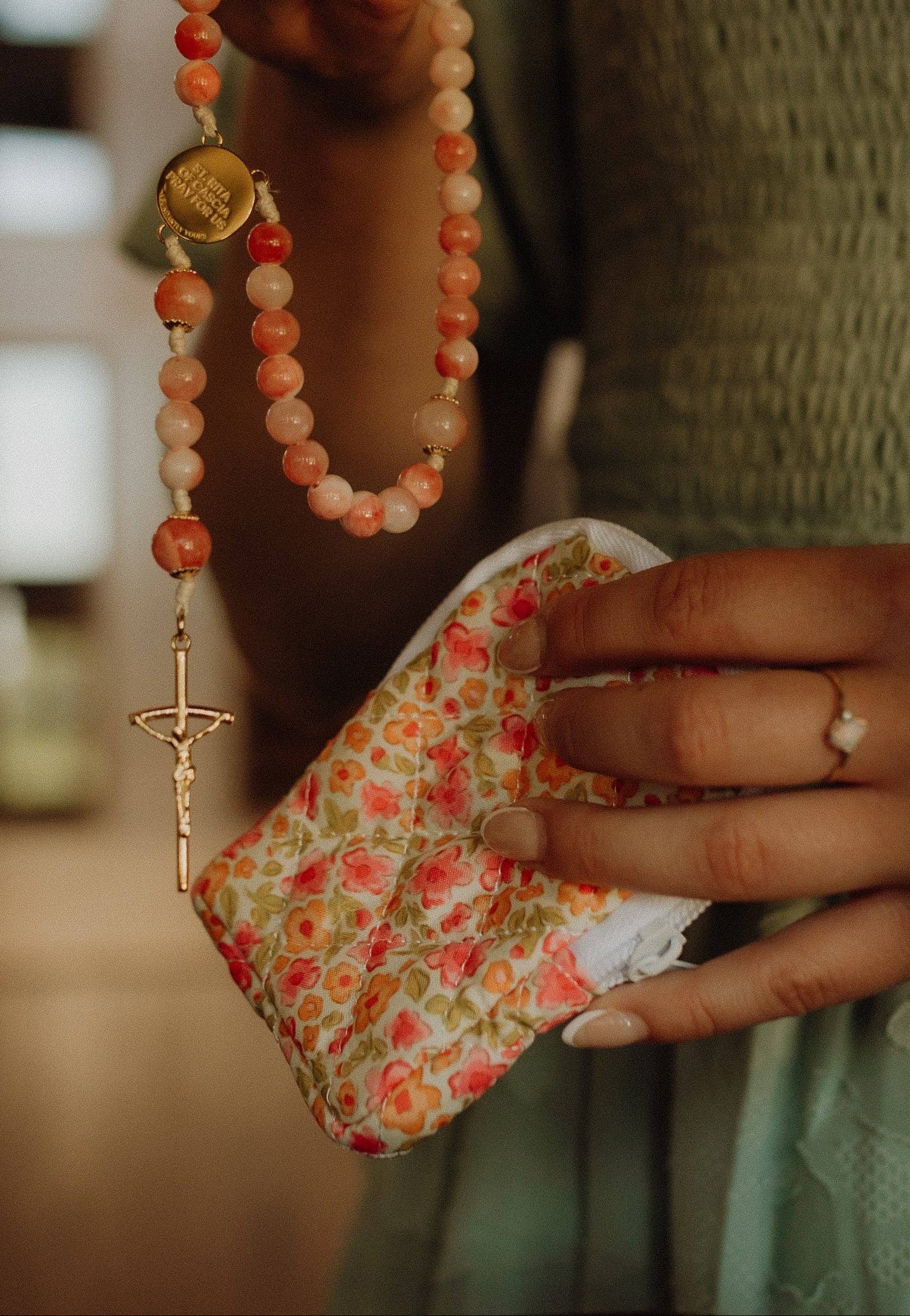 Bright Blooms Rosary Pouch