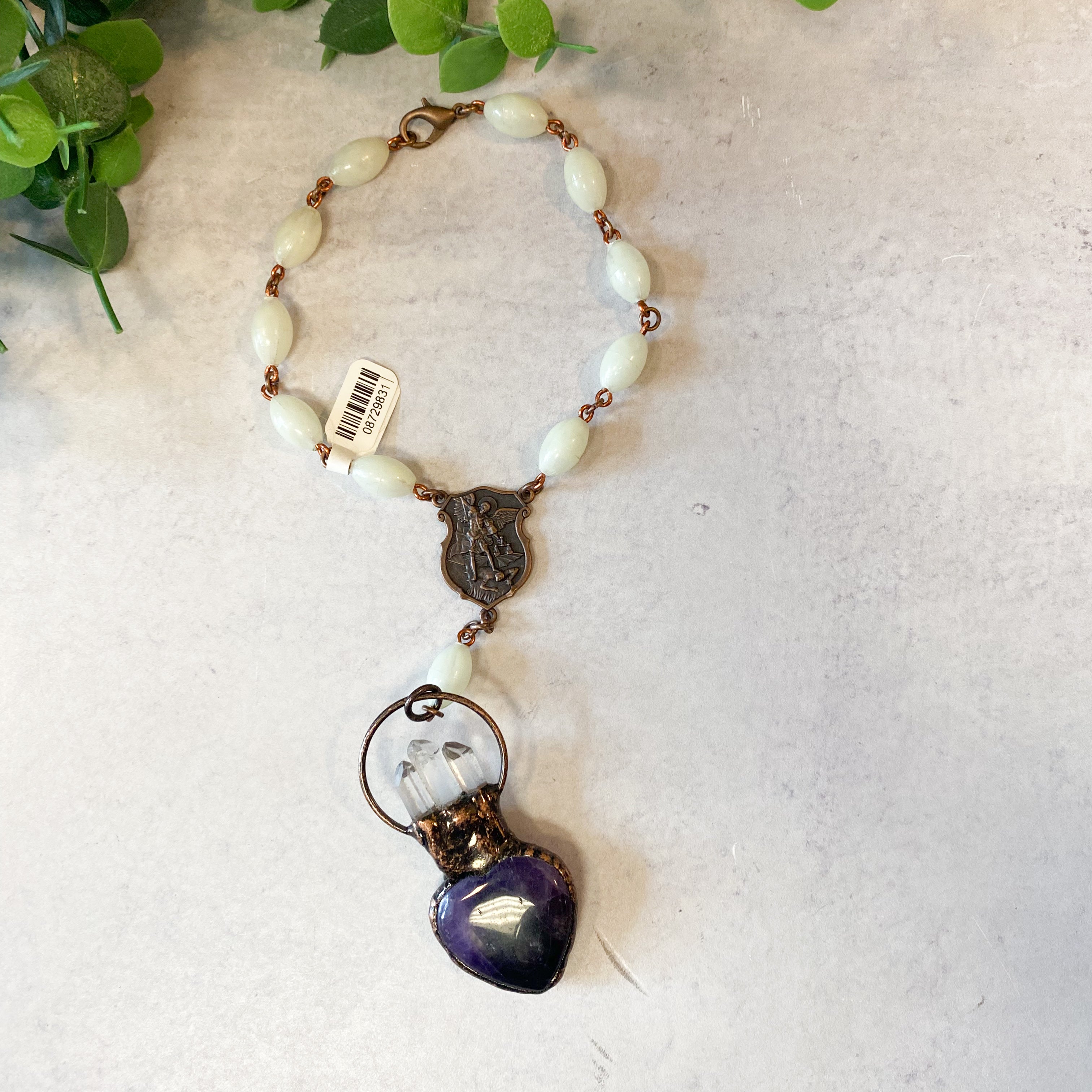 Glow Beads & Amethyst Sacred Heart Rosary