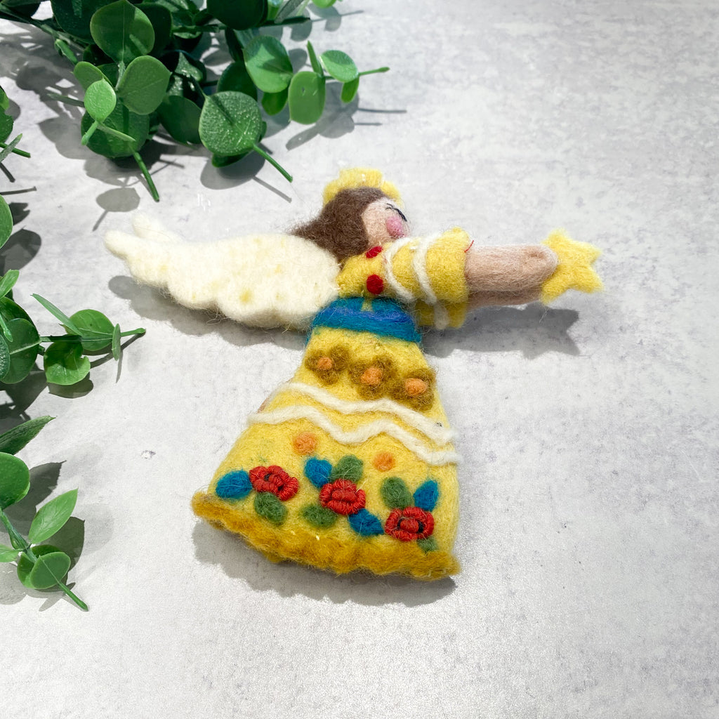 Fancy Angel Wool Ornament (2 Colors)