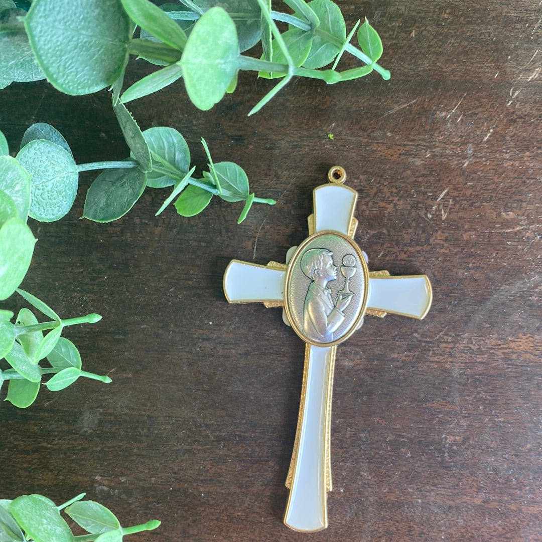 Gold Communion Cross with Boy