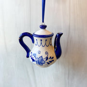 Blue/White Floral Teapot/Cup Ornaments