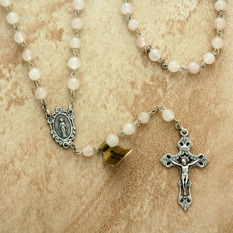 DR1247RQ- Italian Rosary Rose Quartz