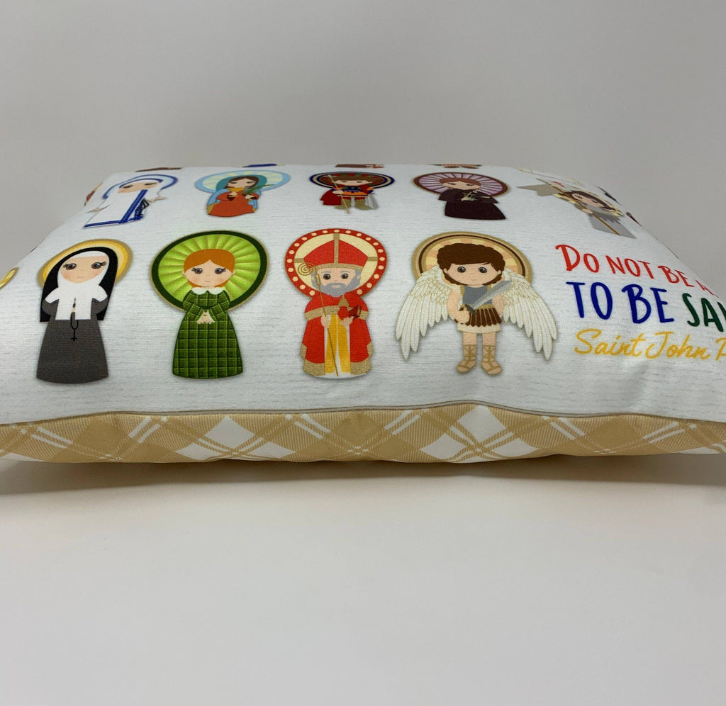 Do not be afraid to be Saints Catholic Saints pillow. Baptism Gift. Mother Teresa, Hail Mary, St. Michael Pillow. Catholic First Communion