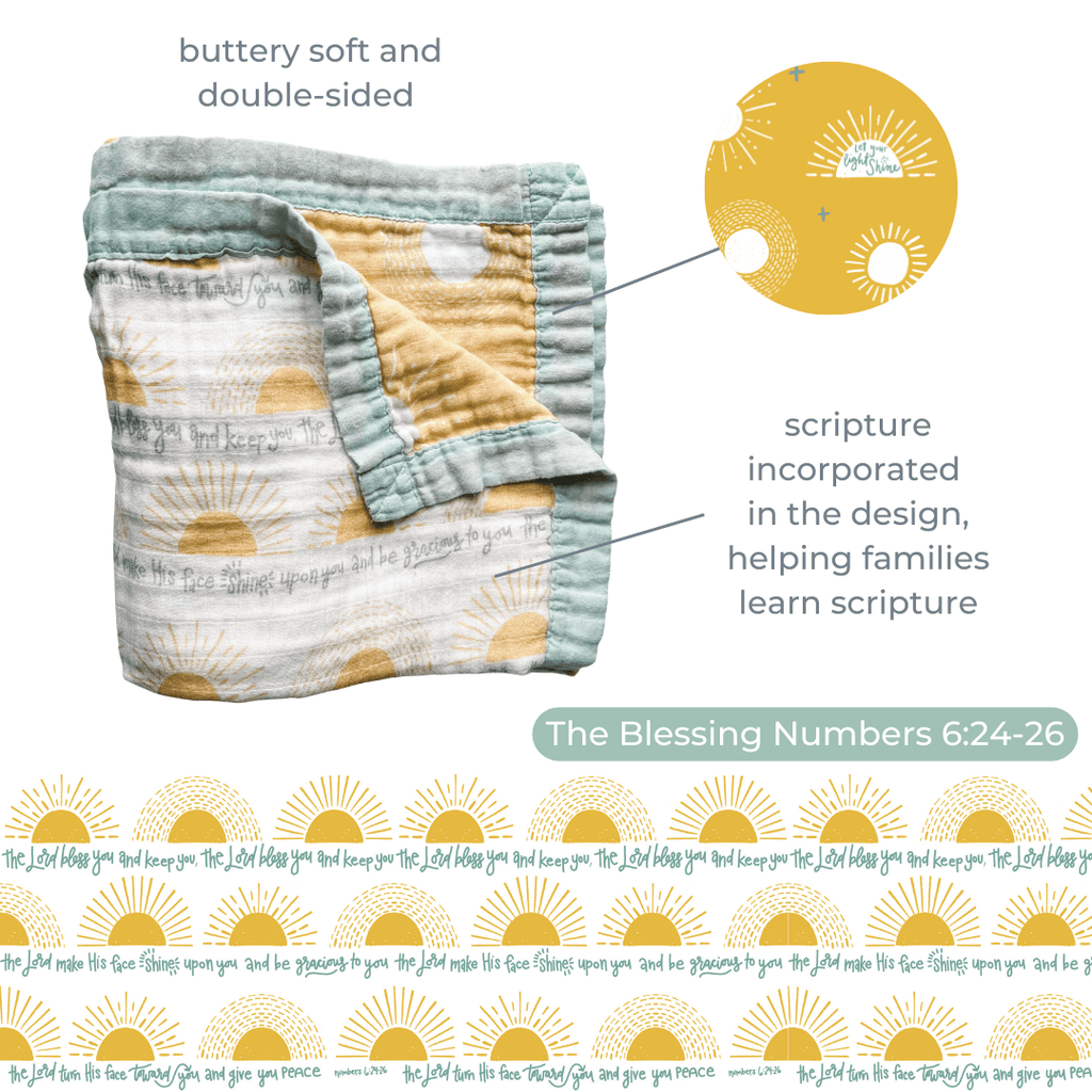 The Blessing Luxury Double Sided Muslin Catholic Blanket