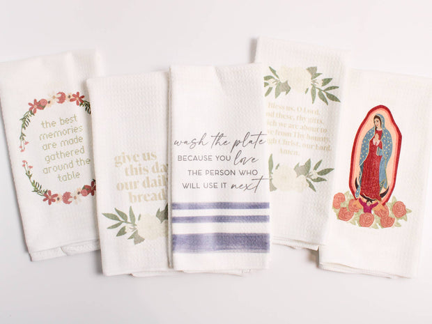 Wash the Plate Tea Towel, Mother Teresa Quote Catholic Decor