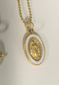N242 white Enamel and Gold Mary Medal 