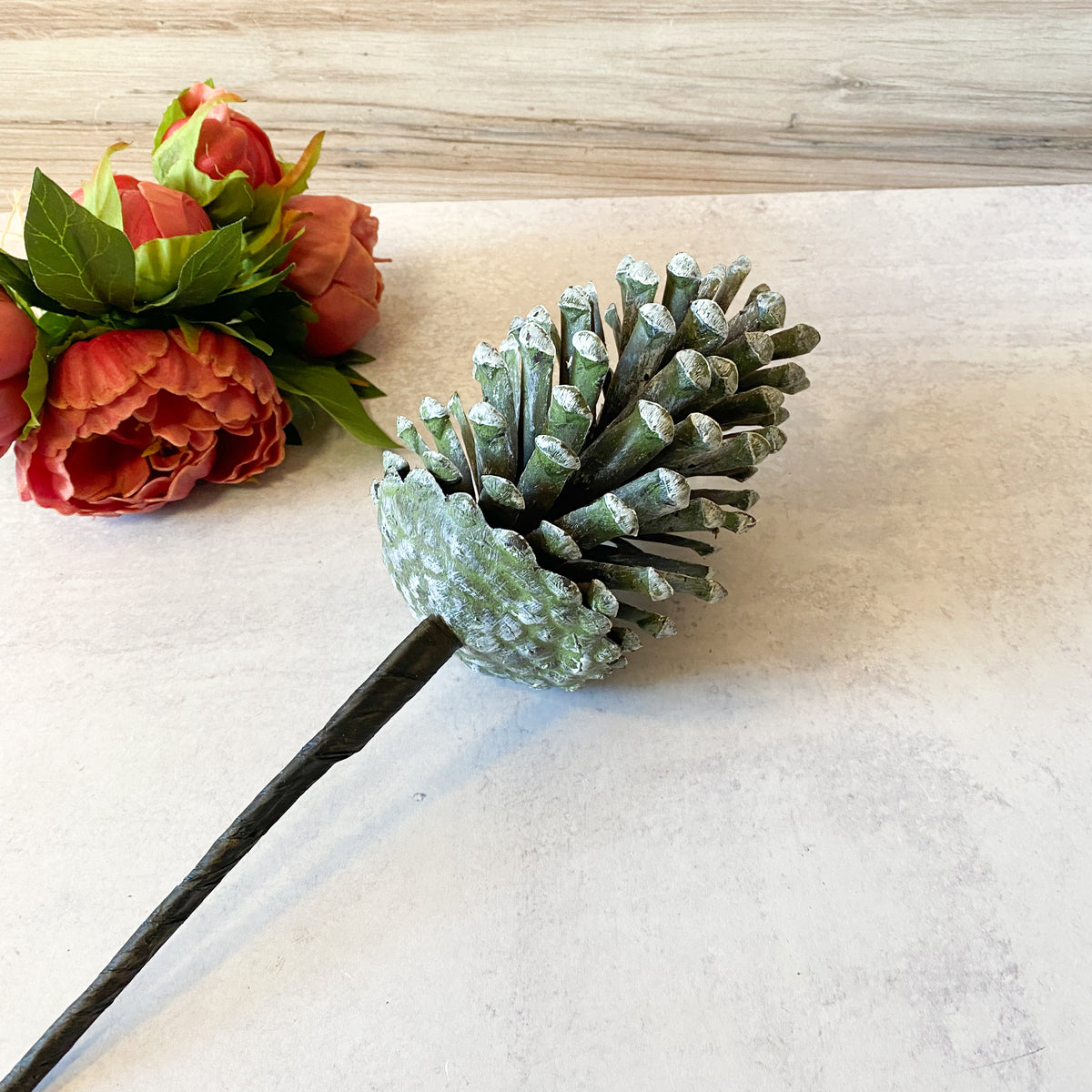 12.5" Natural Brown w/White Tips Pinecone Pick