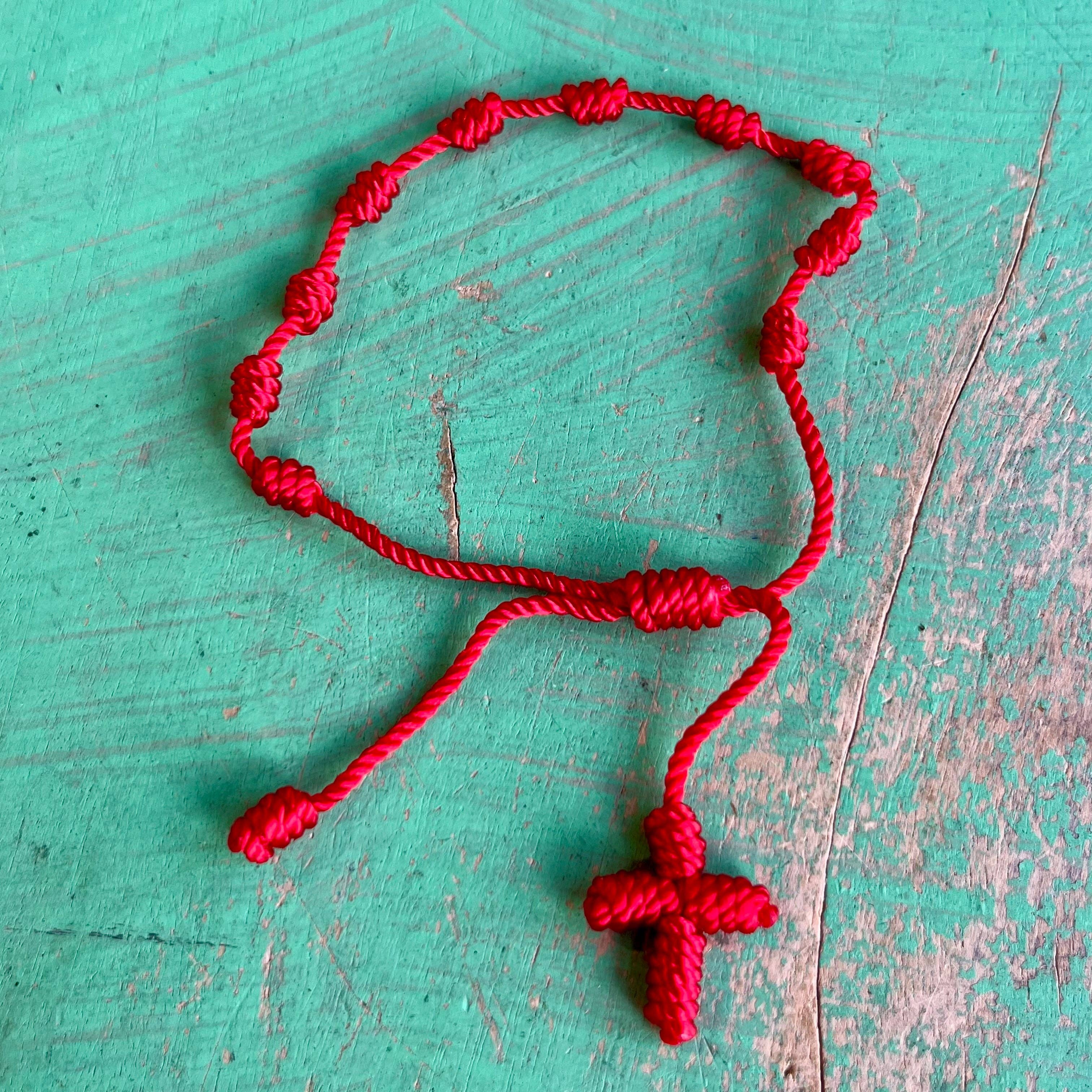 Knotted Cord Rosary Decade Adjustable Bracelet