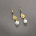 ER33 Virgin Mary Religious Earring with shell Pearl drop