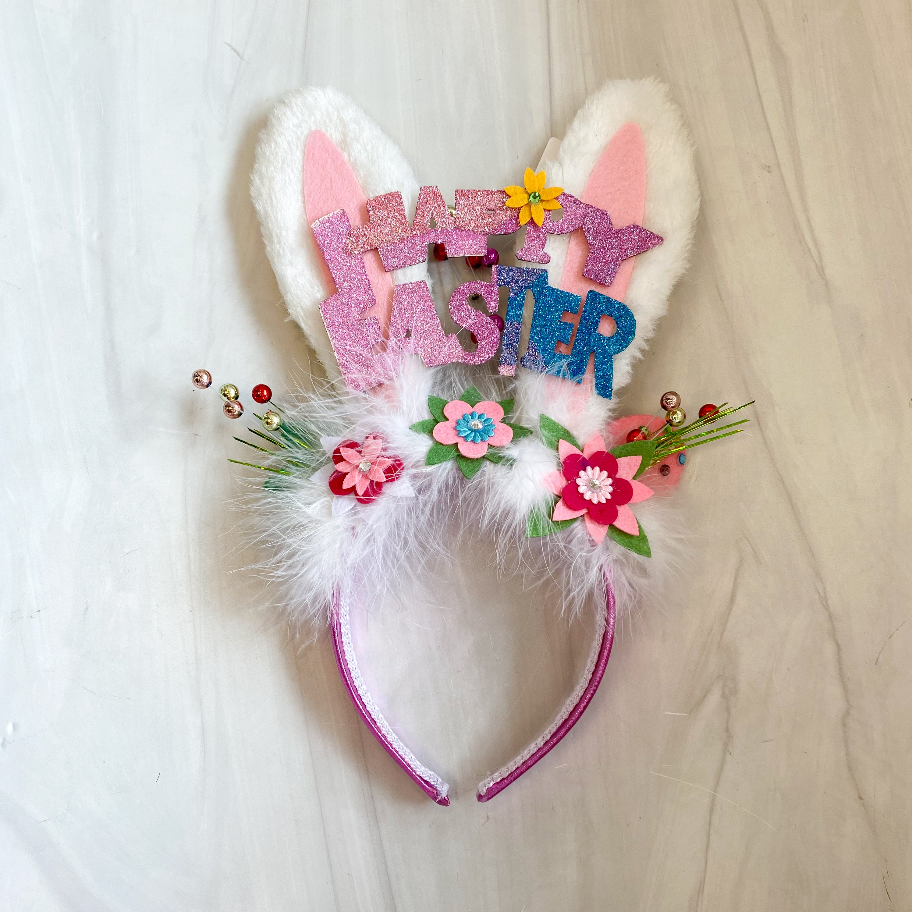 Happy Easter Bunny Ears Headband, 7.5"
