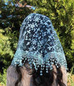 Cherry Blossom Church Veil - BLUE 48″ x 13″    (MOQ 2)