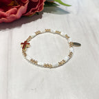 Child Size Gold Side Cross Stretch Beaded Bracelet (3) Colors