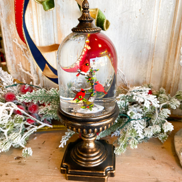 12.25 Inch Cardinal Water Spinning LED Snow Globe w/ Timer