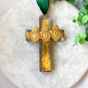 "Transparent Grace" Glass Gilded Hearts