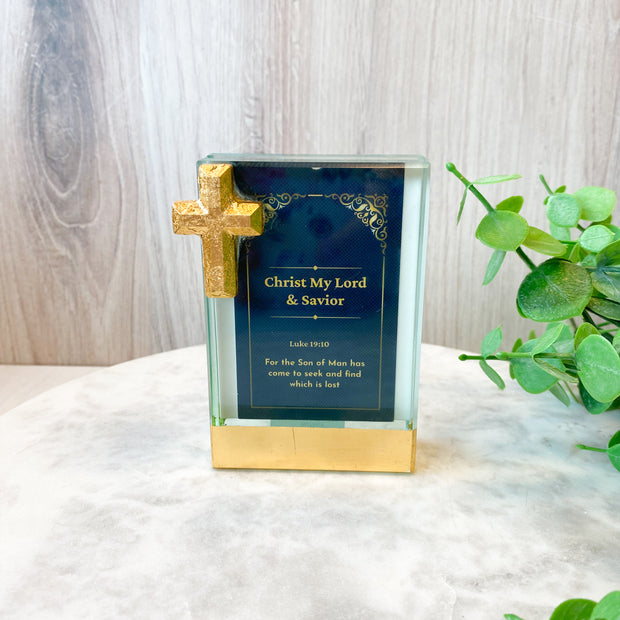 Petite Glass Frame with Gold Leaf Cross