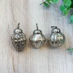 S/36 1"H Embossed Glass Ornaments in Muslin Bag