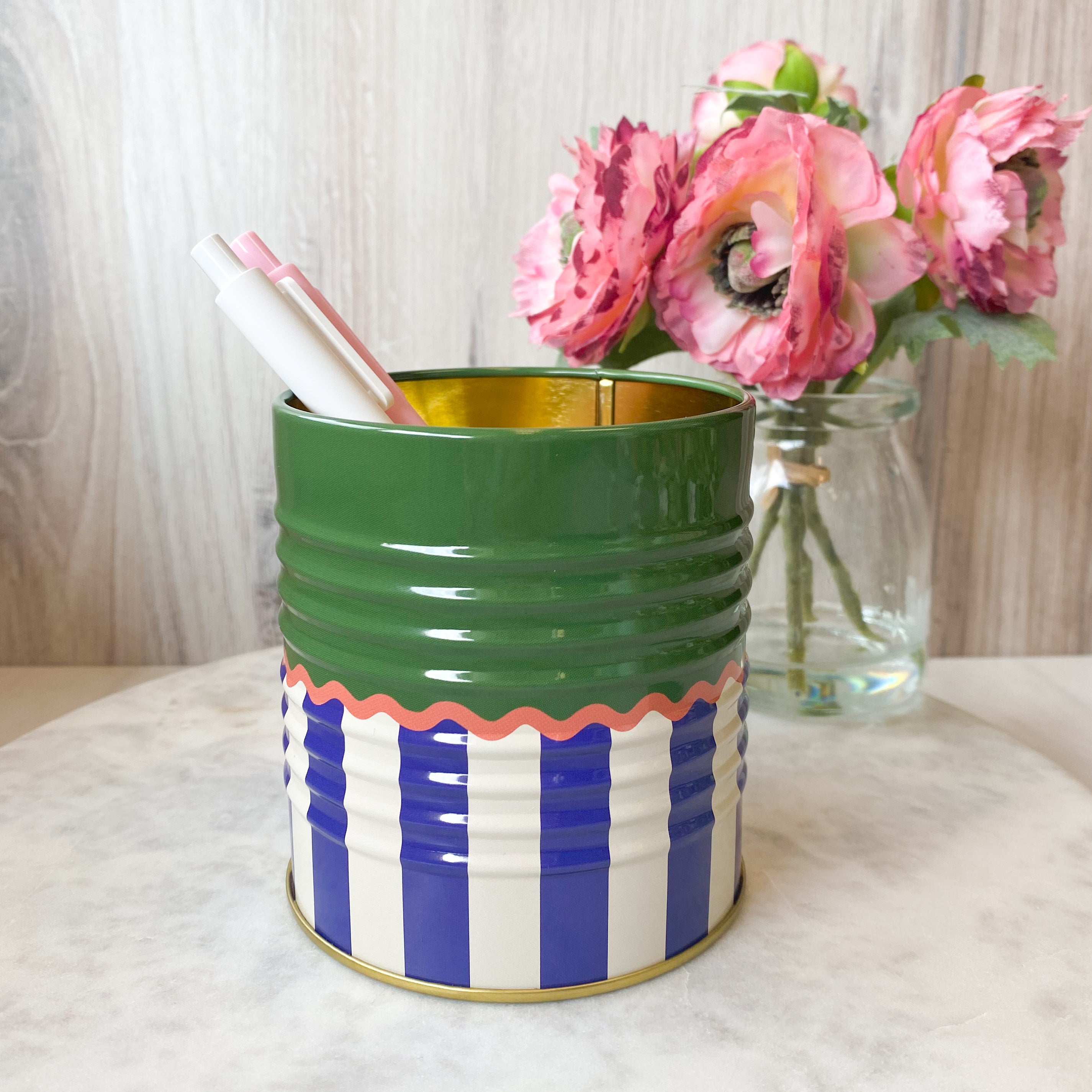 A Dopo Solid and Striped Storage Tin