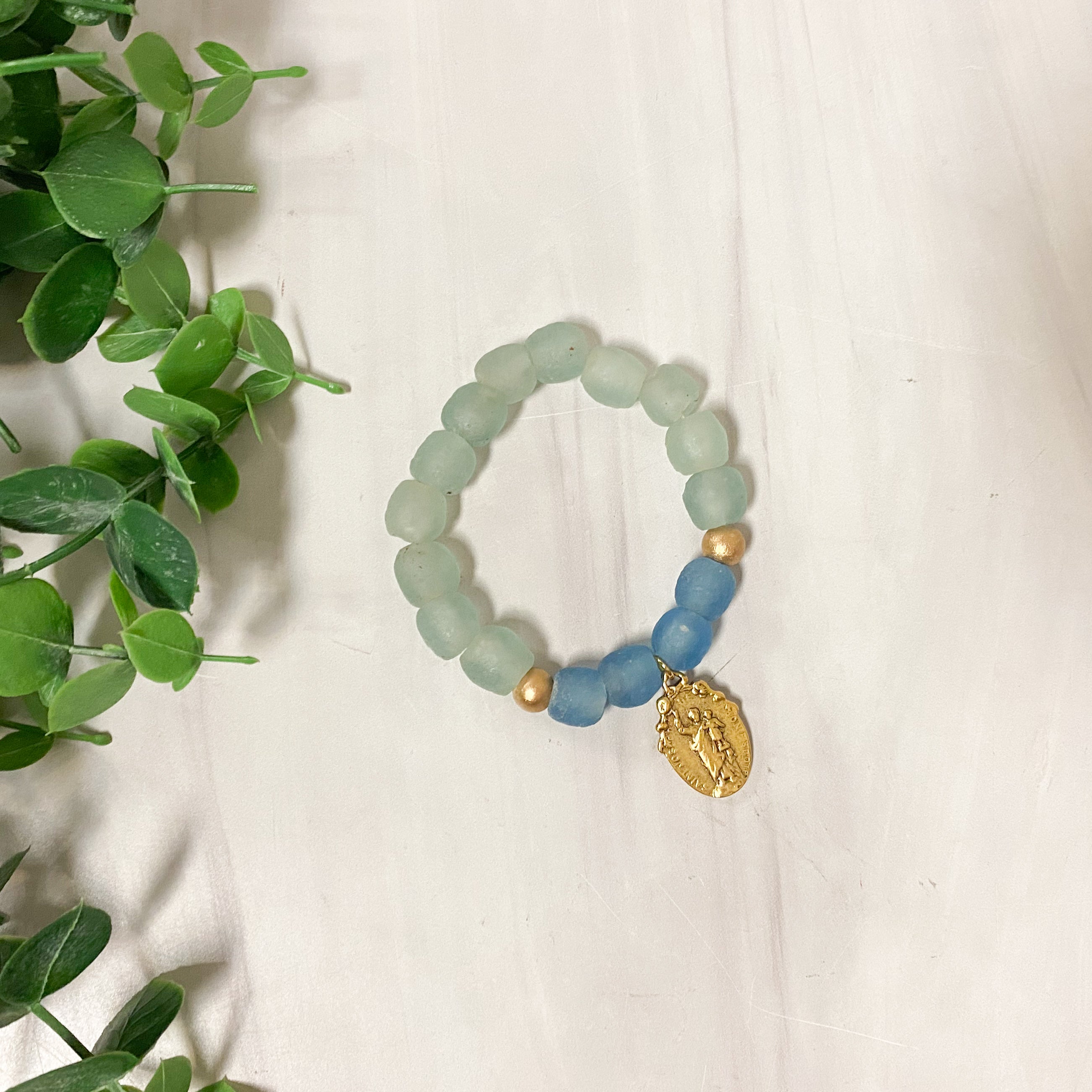 Medal Sea Glass Bracelet