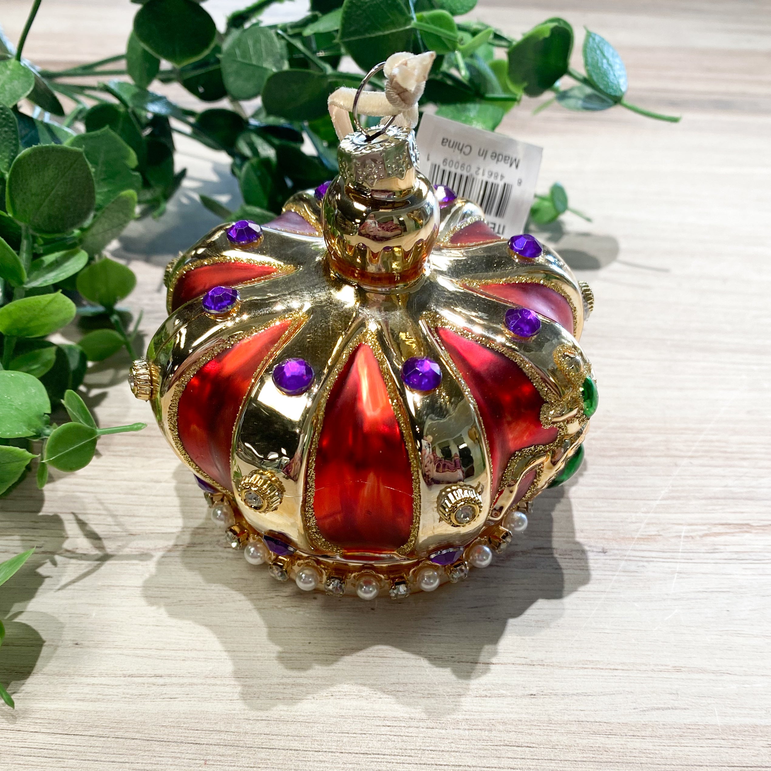 Glass Red Regal Crown Ornament