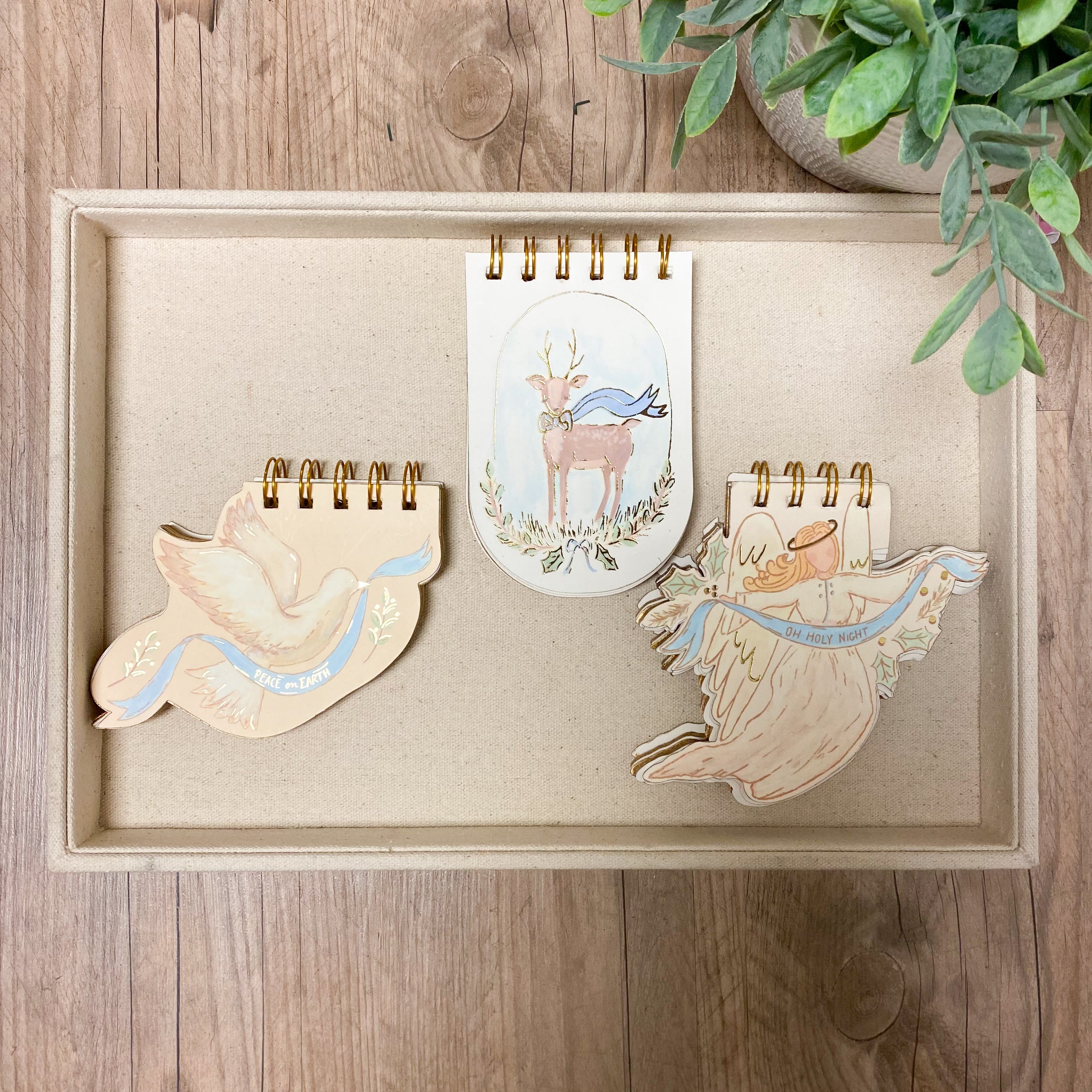 5"L x 5"W Paper Hard Cover Holiday Icon Notebook, 3 Styles