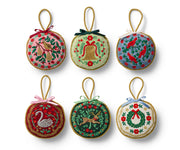Christmastide Embroidered Ornament Set of 6