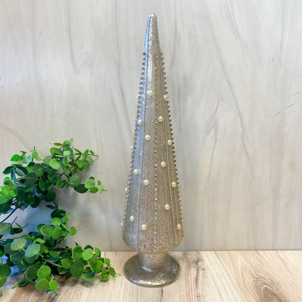18" Silver Mercury Glass Pearl Trees