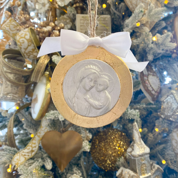Madonna & Child Ornament - Gold & White