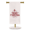 Merry Christmas Fleur Hemstitch Hand Towel   White/Red   20x28