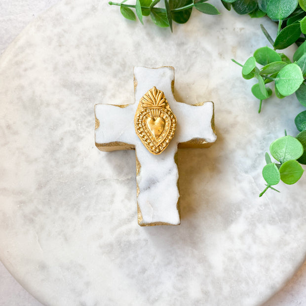 Cross of Grace - Marble Gold Leaf Cross